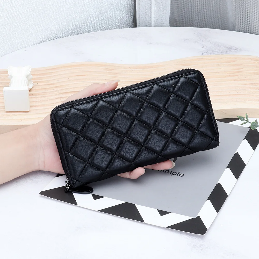 

Многоцветный женский брендовый стеганый кошелек с ромбовидным узором, роскошный кошелек из натуральной кожи с вышивкой и отделением для телефона на молнии