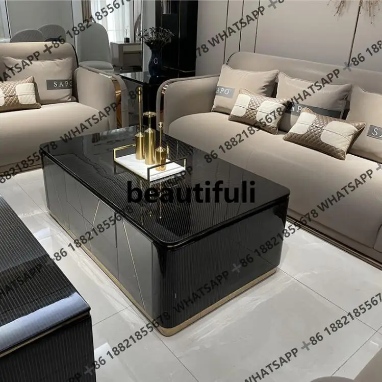 

Italian light luxury coffee table, villa living room luxury modern long coffee table
