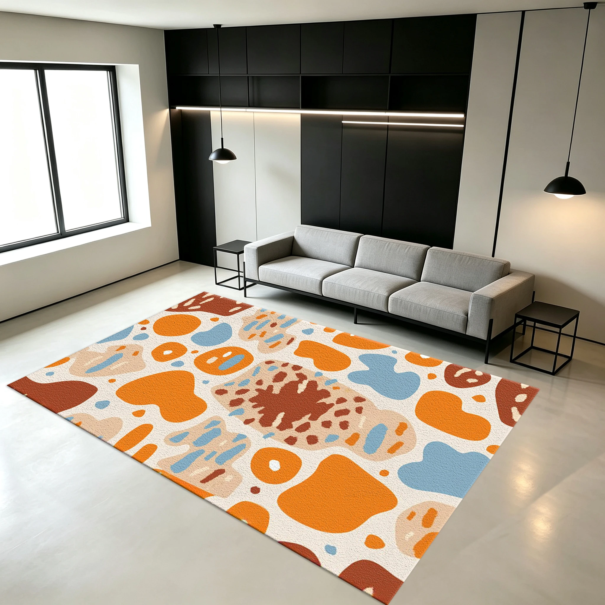 Printed Rug Abstract - Retro nieregularny dywan z abstrakcyjnym wzorem