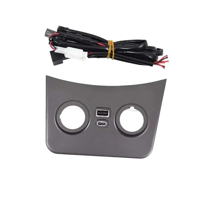 Bezel Cover Car PD QC3.0 TYPE-C Phone Charging Adapter For Reina Verna 2010-2016 Dark Gray