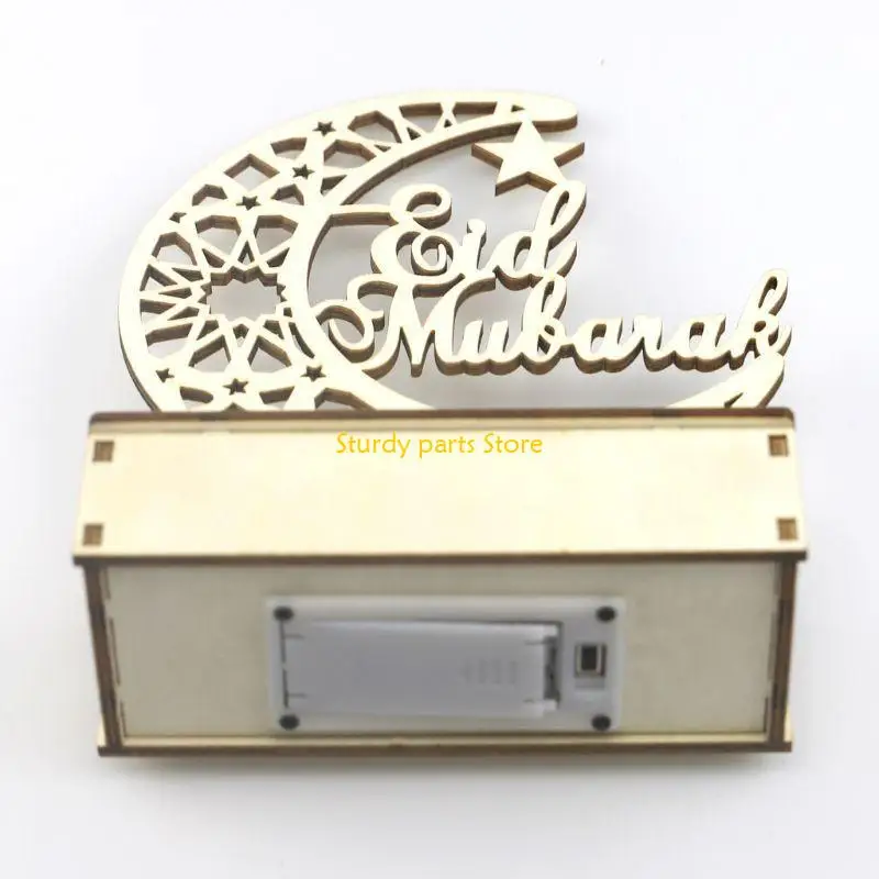 97QC Ramadan Eid Mubarak Trang trí nhà mặt trăng LED Ánh sáng trang trí bằng gỗ DIY Hồi giáo Đảng Hồi giáo Nguồn cung cấp
