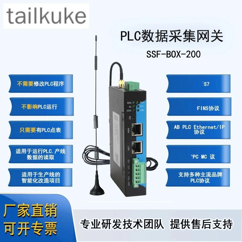 

PLC Data Acquisition PLC Private Protocol MQTT 4G Network Port S7 Fins