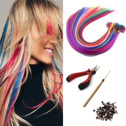 Extensiones de Cabello sintético con punta en I para mujer, 10 colores aleatorios, 16 pulgadas, alta temperatura, 20 hebras por paquete