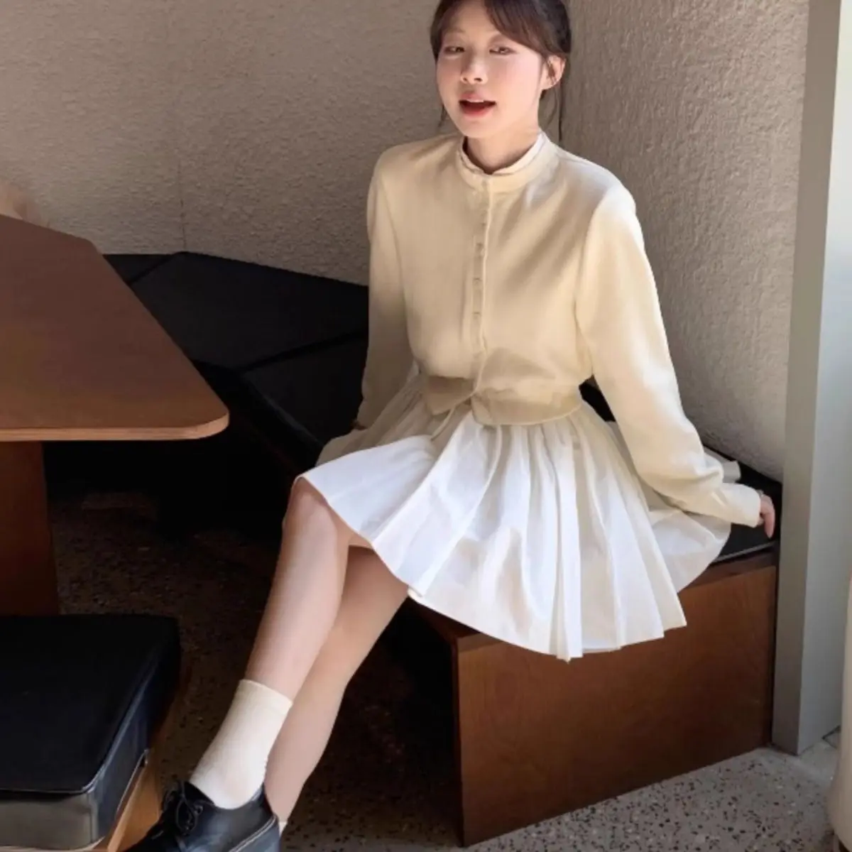 Unique Three-Layer Fluffy Fairy Skirt Korean Style Half-length A-Line Skirt Breathable High-Waisted Polyester Elastic Fiber