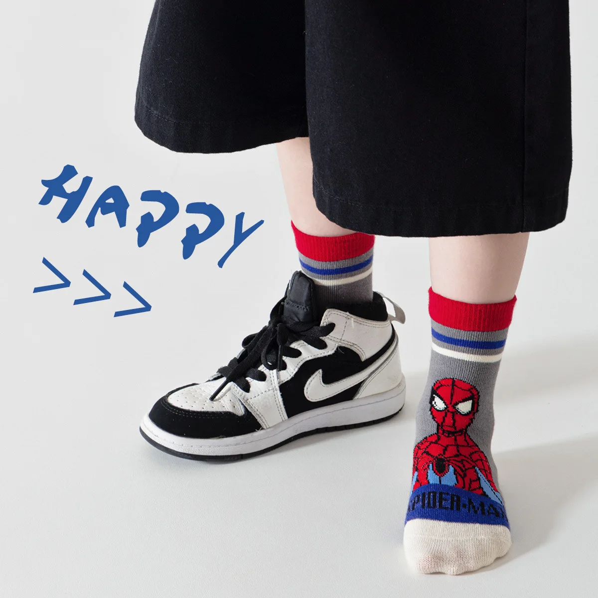5 pares marvel spiderman algodão meias infantis kawaii macio anime meias crianças meninos meias tubo médio dos desenhos animados do bebê meias 1-12 y