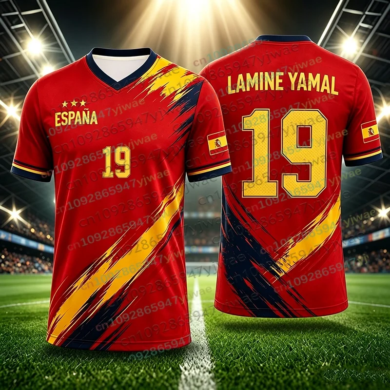 Sommer Spanien Team Yamal Fußballtrikot GPT-Design Personalisiertes Fußball-Sport-Top Outdoor-Training Lässiges Strand-T-Shirt für Damen und Herren