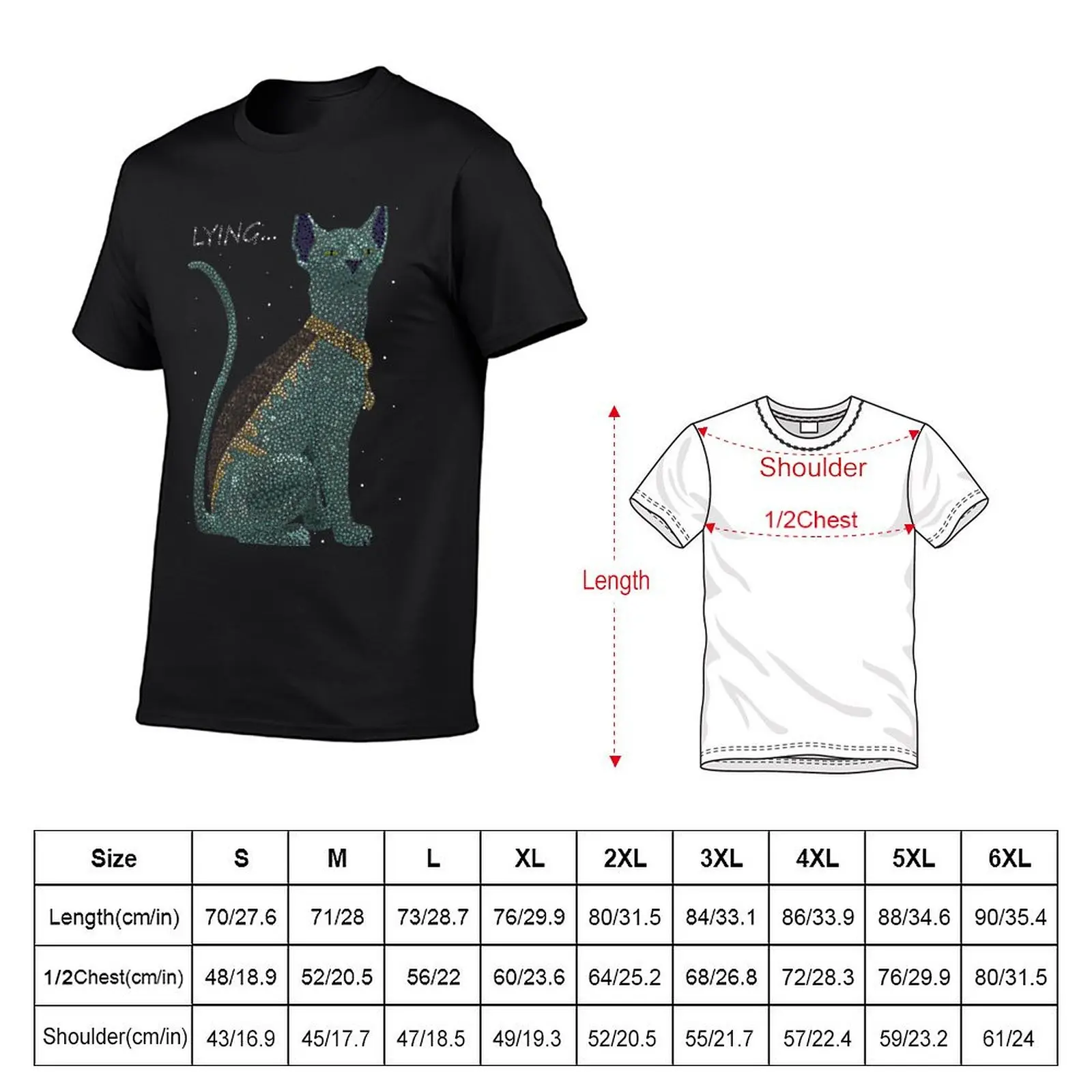 Lying Cat Stippling T-Shirt plus size clothes animal prinfor boys tees korean fashion heavyweight t shirts for men