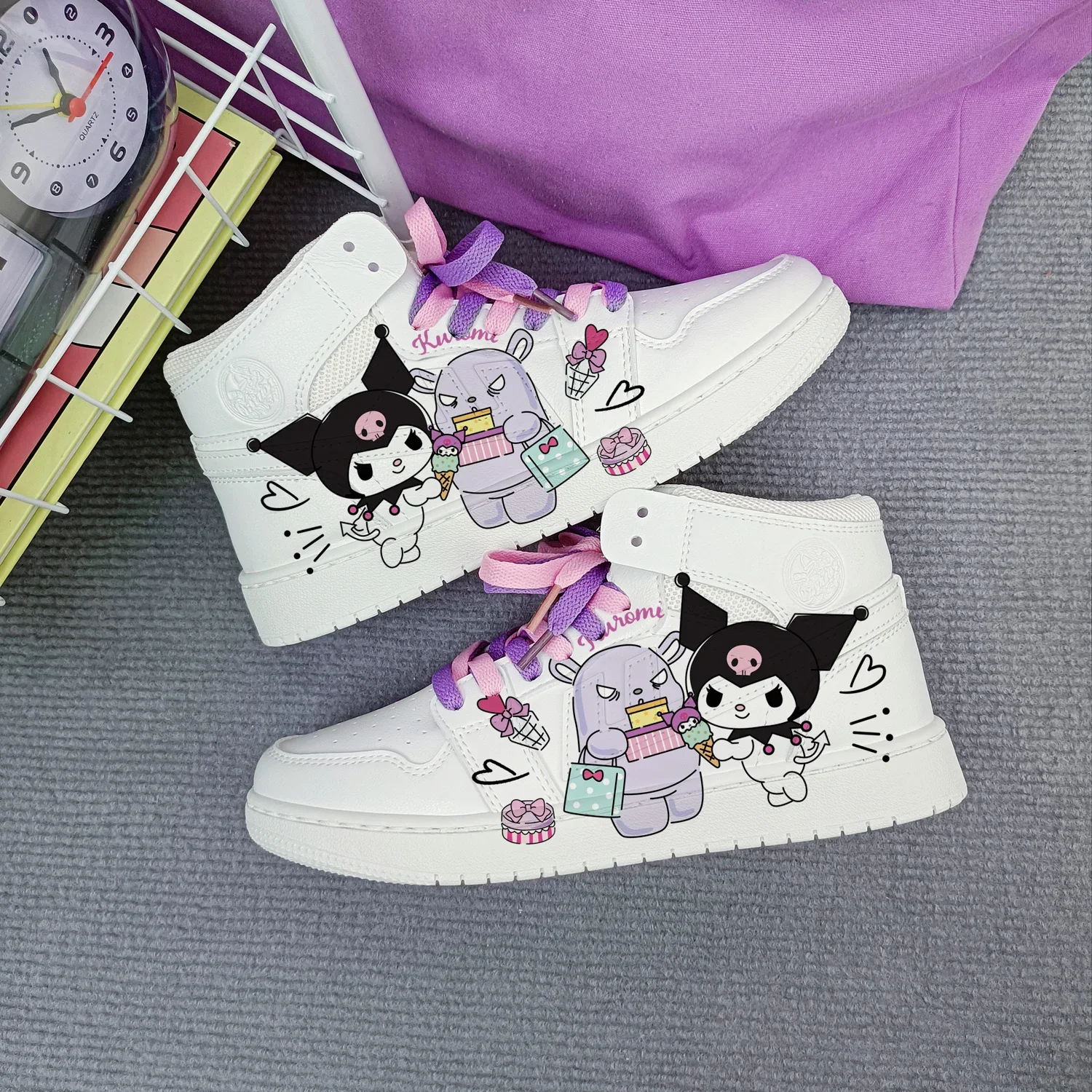 Nova mulher dos desenhos animados kuromi princesa bonito sapatos casuais sapatos esportivos macios para namorada presente tamanho da ue 35-44