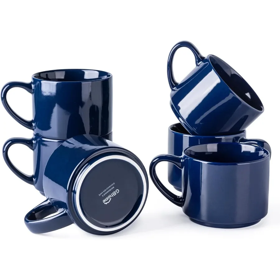 

Набор из 6 штабелируемых керамических кофейных кружек на 14 унций для мужчин и женщин, идеально подходит для сервировки латте, капучино и горячего какао в современном кухне