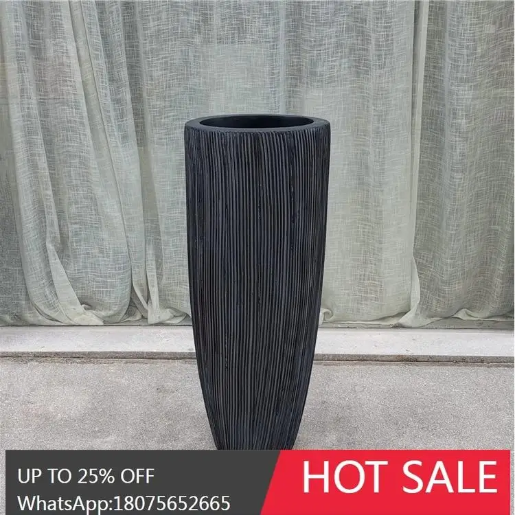 SGF Nordic Style Brushed Gray Fiberglass Floor Large Vase Combination Floral Arrangement