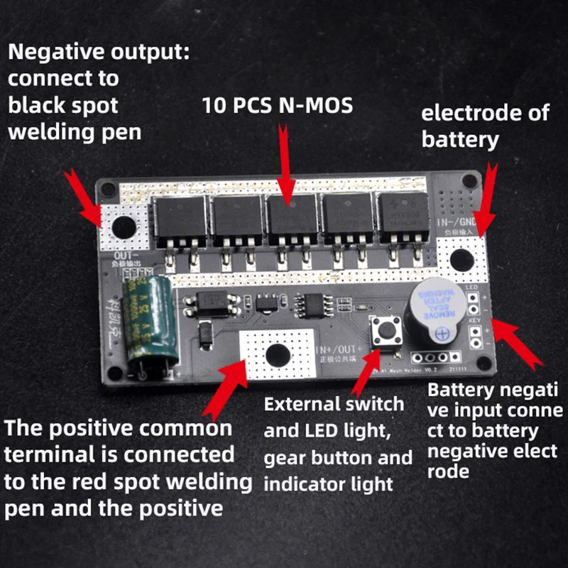 휴대용 DIY 납산 배터리 스폿 용접기 키트, PCB 제어 보드, 18650 배터리 스폿 용접 모듈, 10 MOSFET, 12V