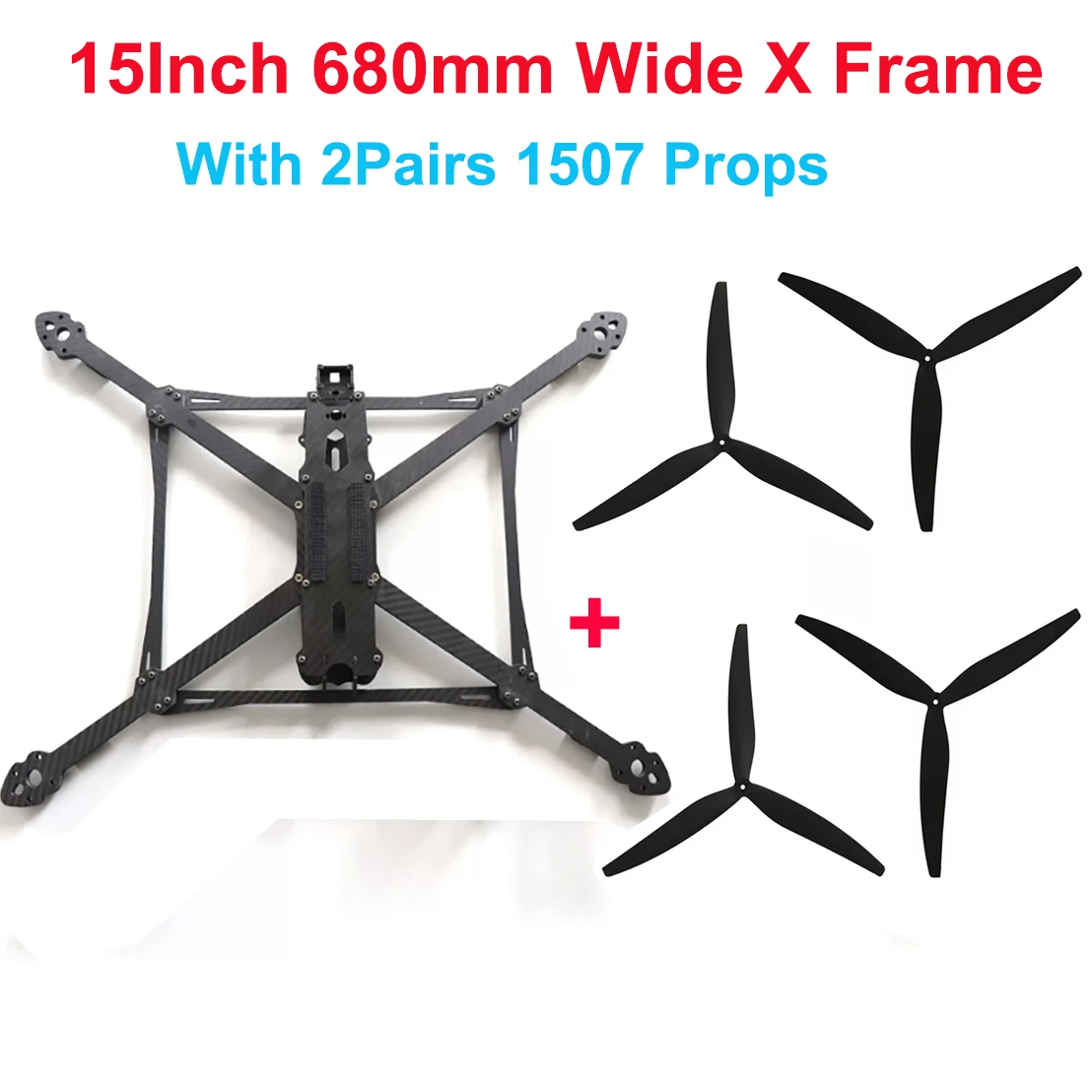 13 Zoll 570MM 15 Zoll 680MM Breiter X-Rahmen-Bausatz aus Vollcarbon mit 1308 1507 CW CCW Propellern und X5215 250KV 340KV 420KV Motoren – Detail 16