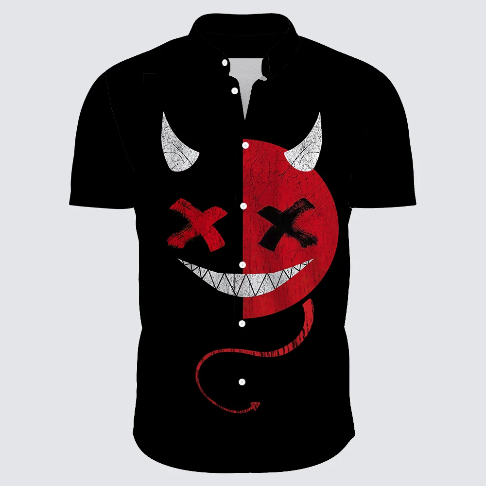 Camiseta holgada informal con estampado 3D para hombre, manga corta, Color a juego, estampado de cara sonriente, ropa para hombre