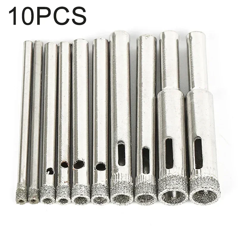 10pcs Drill Bit Set Tile Marble Glass Ceramic Hole Saw Set Drilling Core Bits For Glass Tiles Marble Granite Ceramic 2/4/5/6/8mm