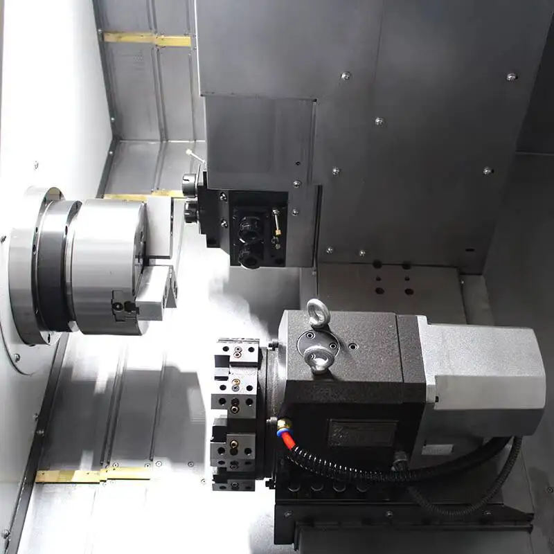 Tck40 Mini tornio orizzontale di precisione a 2 assi Hine Letto inclinato GSK Alimentatore automatico Combinazione Supporto per lama a torretta Resistente