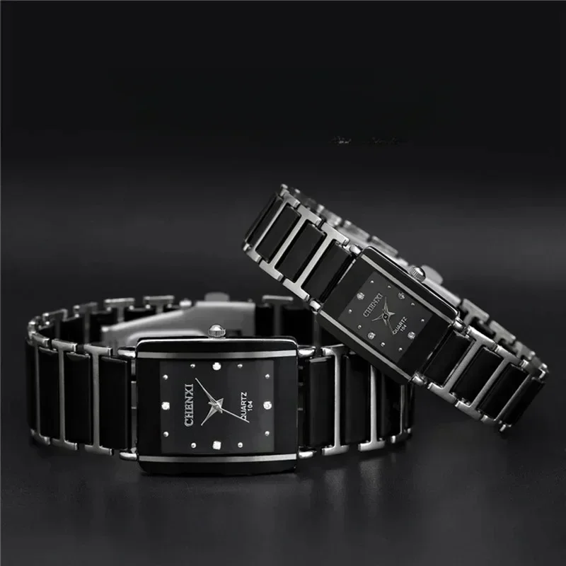 Brand Lady Watch Elegant Black Ceramics Simple Minimalism Small Narrow Quartz Casual Women Clock Rhinestone Wristwatch