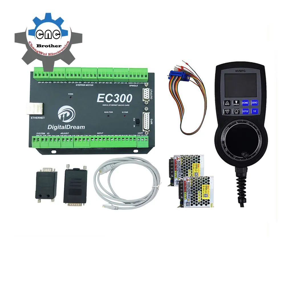 NVEM upgrade EC300 milling machine Mach3 CNC Controller 3/4/5/6 Axis Controller+ Digital Display Handwheel And 75w24vdc