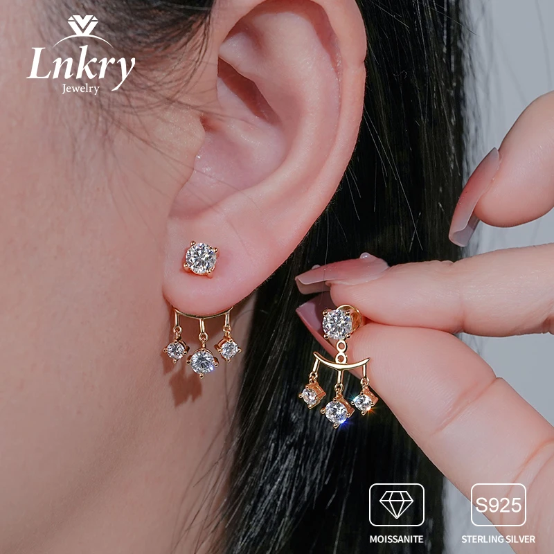 

Lnkry Certified 5mm Moissanite Earring 925 Sterling Silver Flawless Lab Created Diamond Tassel Earrings For Women Girls Jewelry