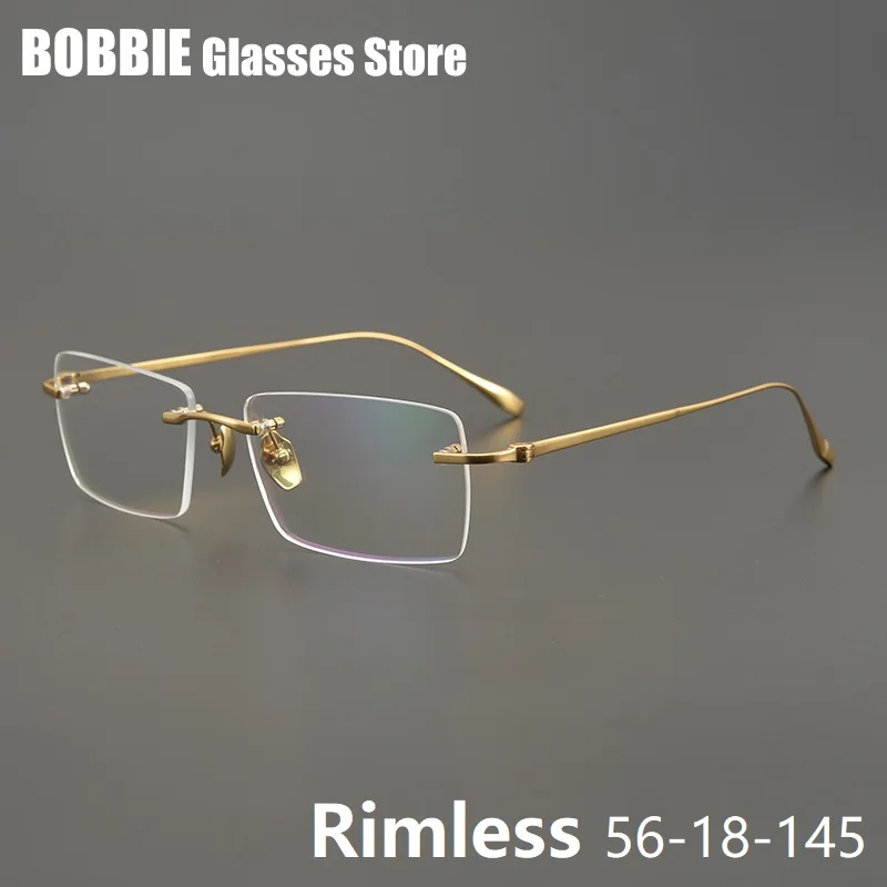 

Classic Rimless Business Grade Pure Titanium Frameless Eyeglass Frame Large Face Eyeglass Frames Men Ultralight Anti Blue Light