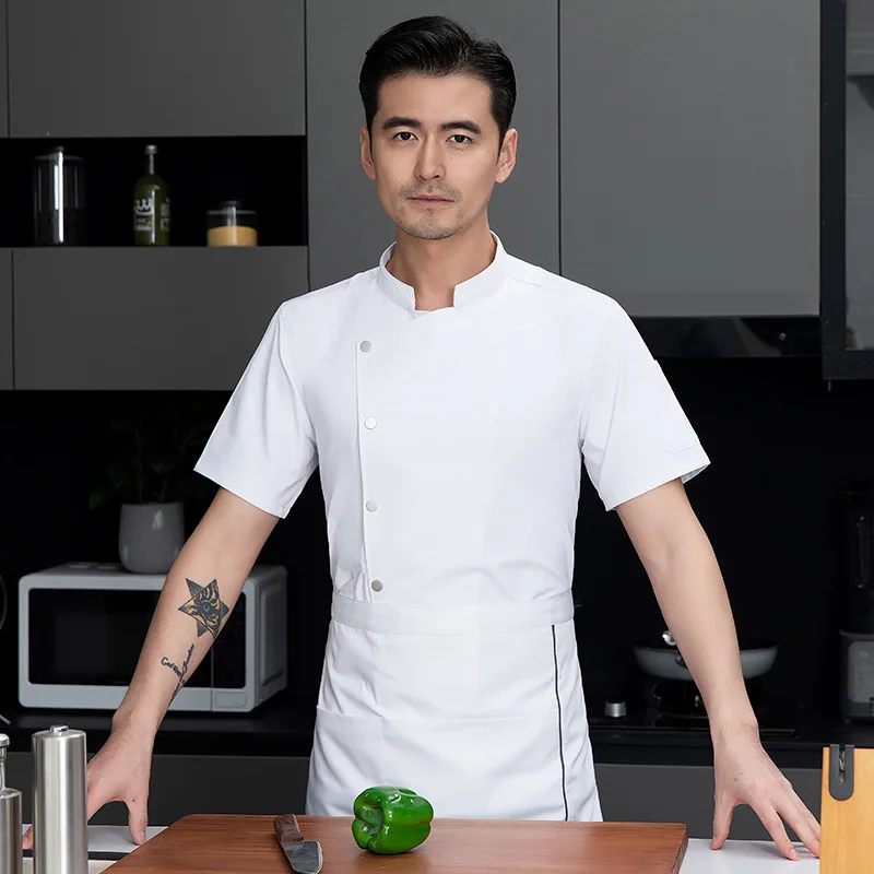 

Catering Hotel Restaurant Canteen Summer Thin Breathable Chef Jacket Short Sleeve Pastry Chef Workwear Kitchen Coat
