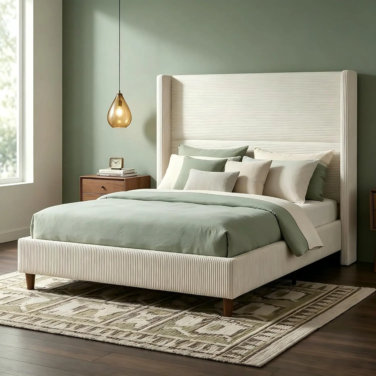 Queen Bed Frame with Tall Headboard, 56