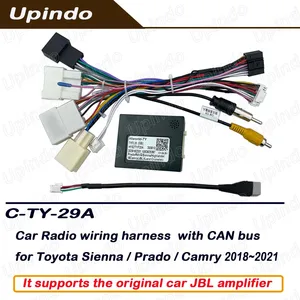 Android Radio Wiring Harness with CAN Bus Car Audio Stereo Power Cable Installation Kit for TOYOTA Sienna Prado Camry 2018+