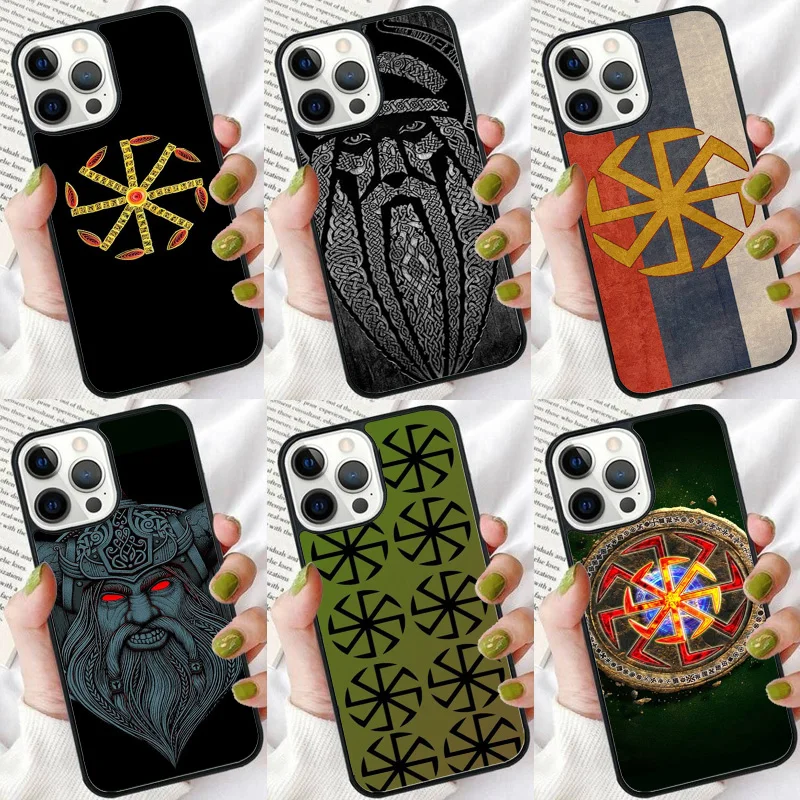 Slavic Symbol Kolovrat Phone Case For iPhone 16 15 14 plus XR XS 11 12 13 Pro max Soft Bumper Shell Cover coque