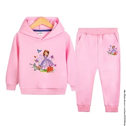 Quality Kids Hoodie  Sofia Princess Sweatshirt Top + Pants 2Pcs Jacket Boys Girls Preschool 1-9 Years Sunshine Athleisure Set