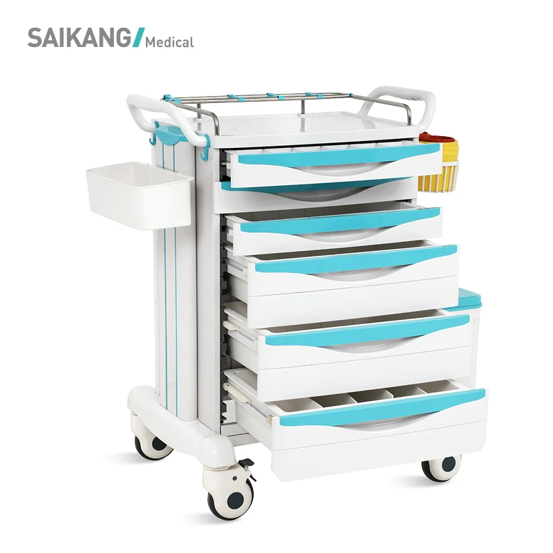 

SKR-MT606 Factory Wholesale ABS Plastic Anaesthesia Drug Emergency Medical Trolley