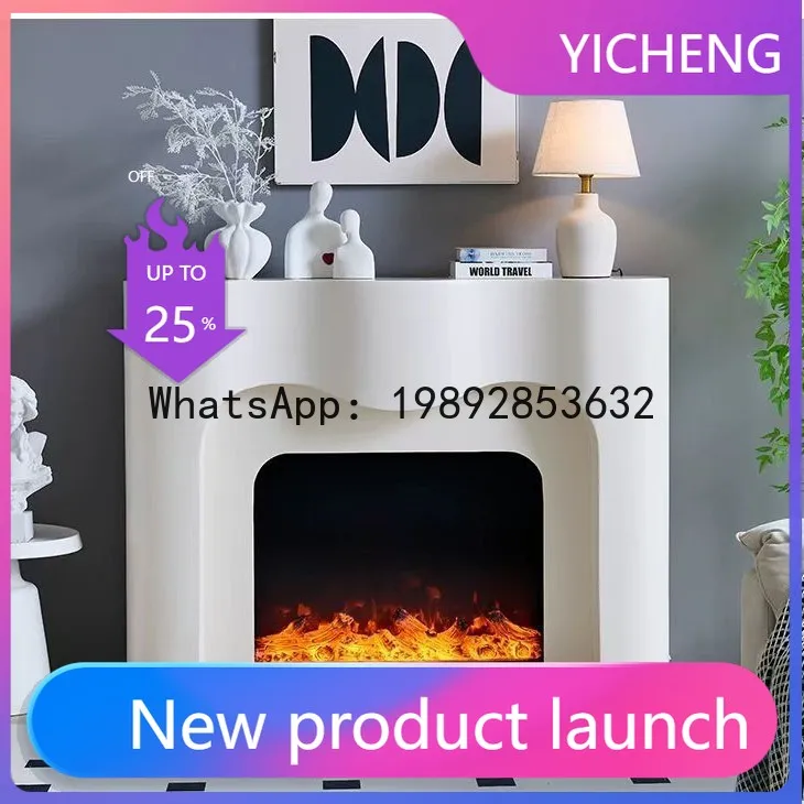 

Hys minimalist solid wood fireplace mantel decorative cabinet - high-style furniture for home living room (simulated fireplace)