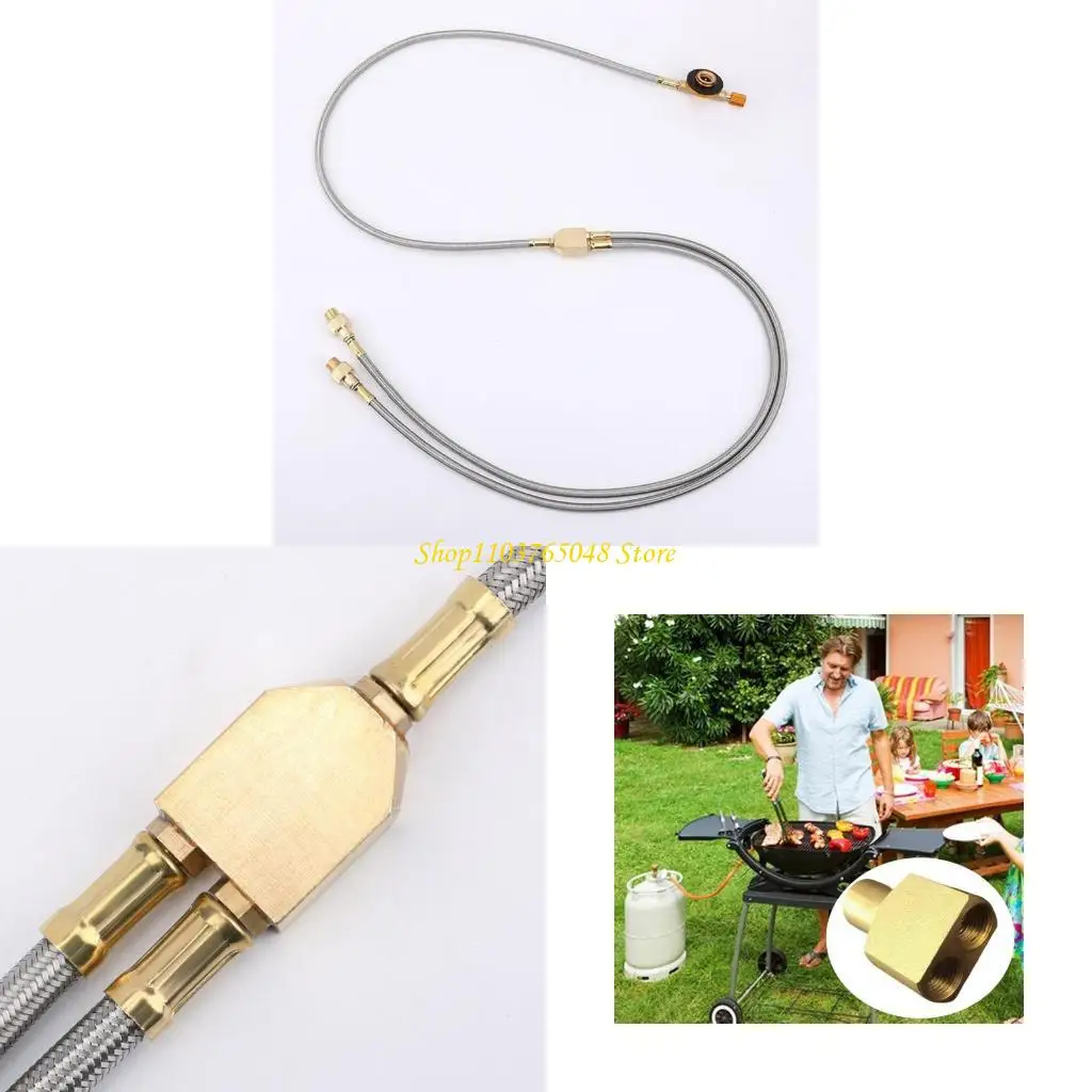 R53E Outdoor Gas Tanks Hose Splitter Replacement Coppers Double Head Connecting Adapter Gas Cylinder Tube Adapter Joint