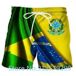 Calções masculinos 3d bandeira do brasil impresso shorts casuais correndo basquete carga curta beachwear calções de natação calças esportivas