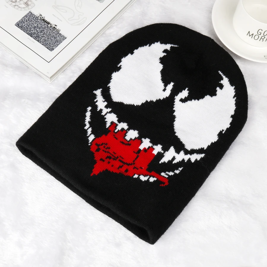 Fashion Movie Venoms Winter Warm Hat Elastic Cotton Beanie Black Mask Beanies Cosplay Costume