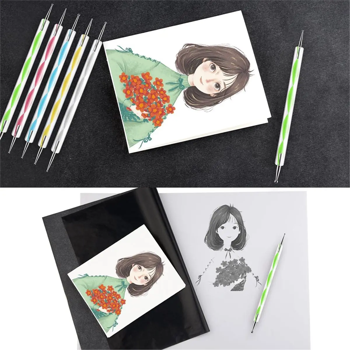 618 Mega Sale 150 Sheets Carbon Copy and Tracing Paper Set with 5 Embossing Styluses for Art Surfaces