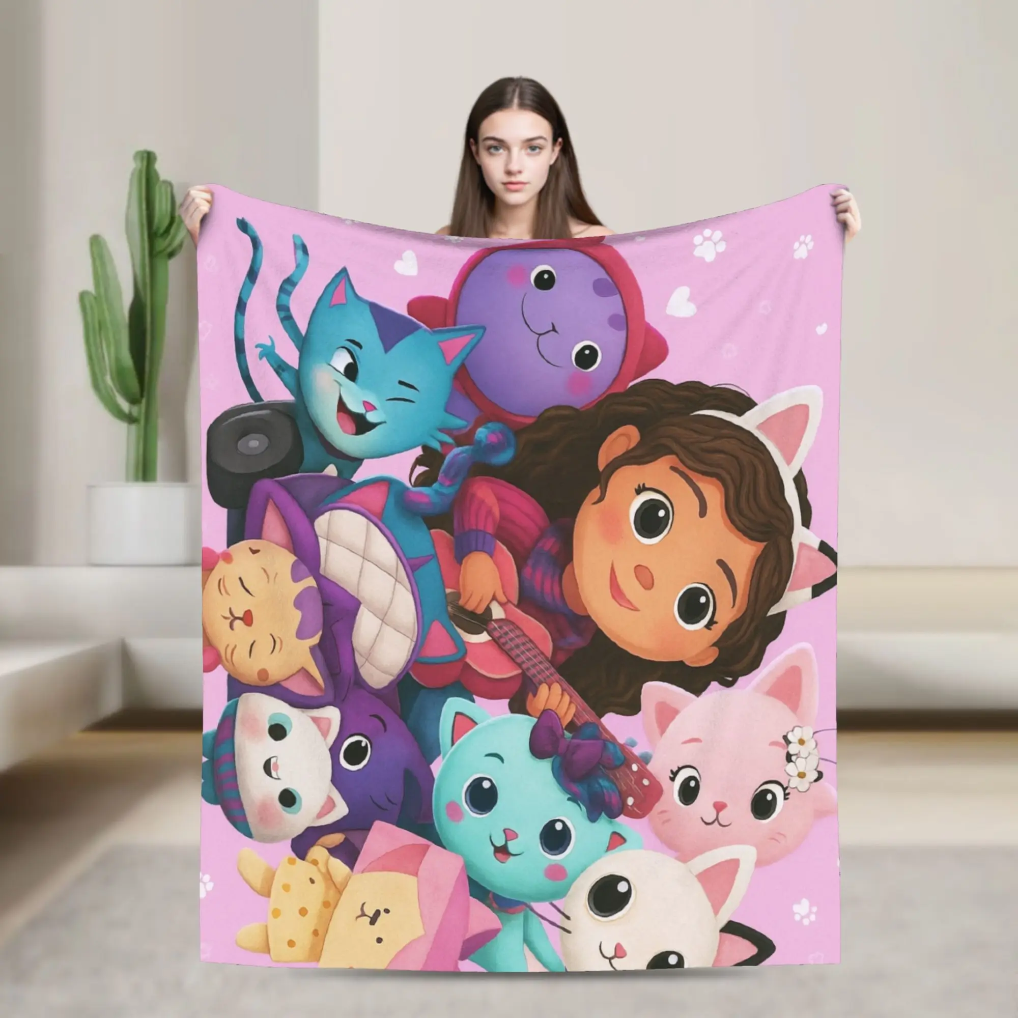 

Warm BlanketBoy Girl Decorative G-Gabby’s Dollhouseds Plush Throw Blanket Flannel Bedspread Couch Chair Funny Sofa Bed Cover