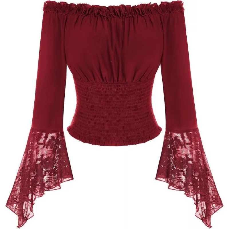 Blusa Renacentista para Mujer, Estilo Campesina, Hombros Descubiertos, Vintage, Boho, Steampunk, Pirata, Medieval, Disfraz de Cosplay, Top Corset