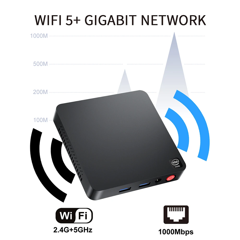 Beelink T5 Intel Celeron N4020 كمبيوتر صغير LPDDR4 4GB 64GB 1000M LAN 2.4G Wifi BT5.0 HD مكتب سطح المكتب لعبة الكمبيوتر