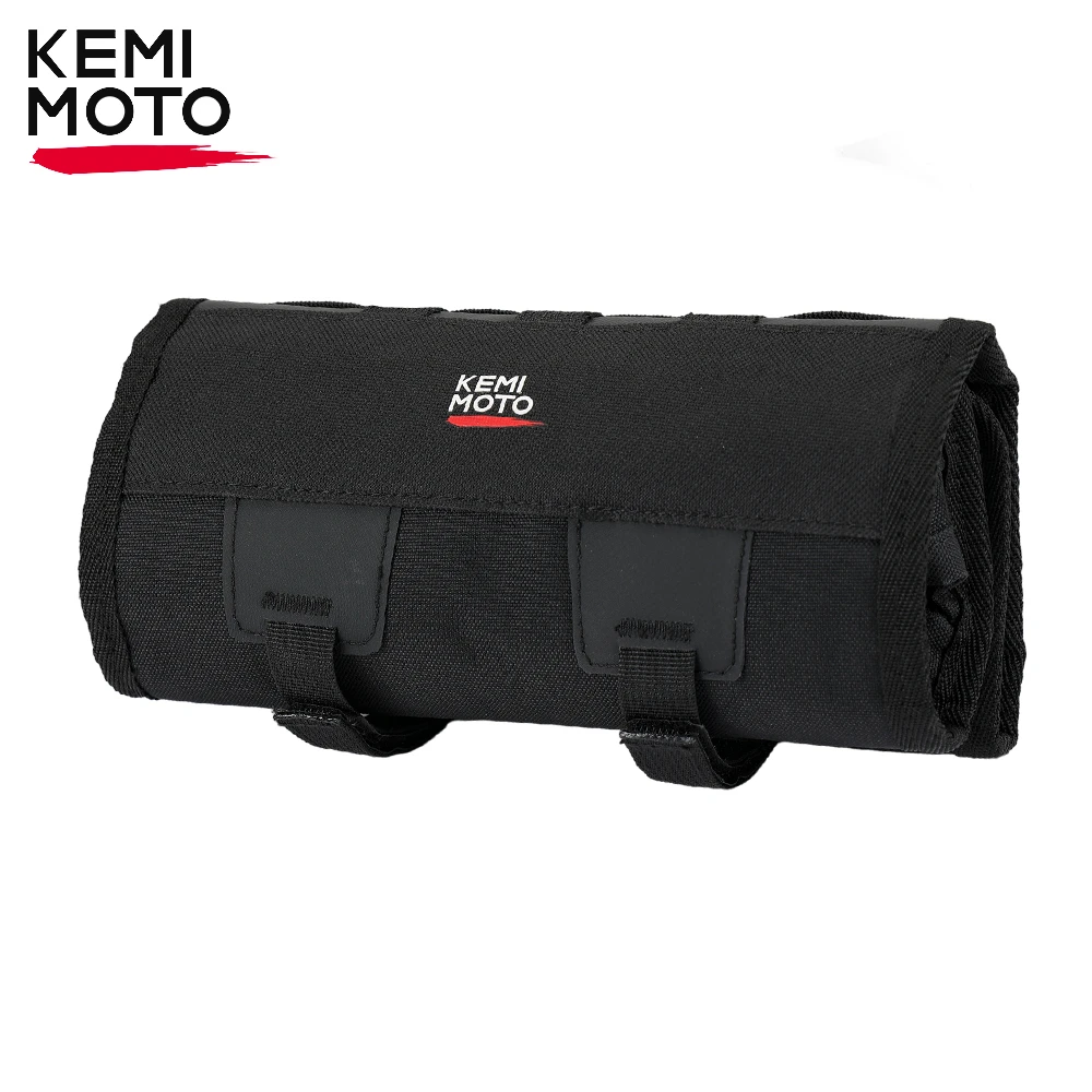 KEMIMOTO Motorcycle Tool Bag Handlebar Bag Tool Organizer Pockets Tool Roll Bag Universal for Softail Dyna Sportster Tool Pouch