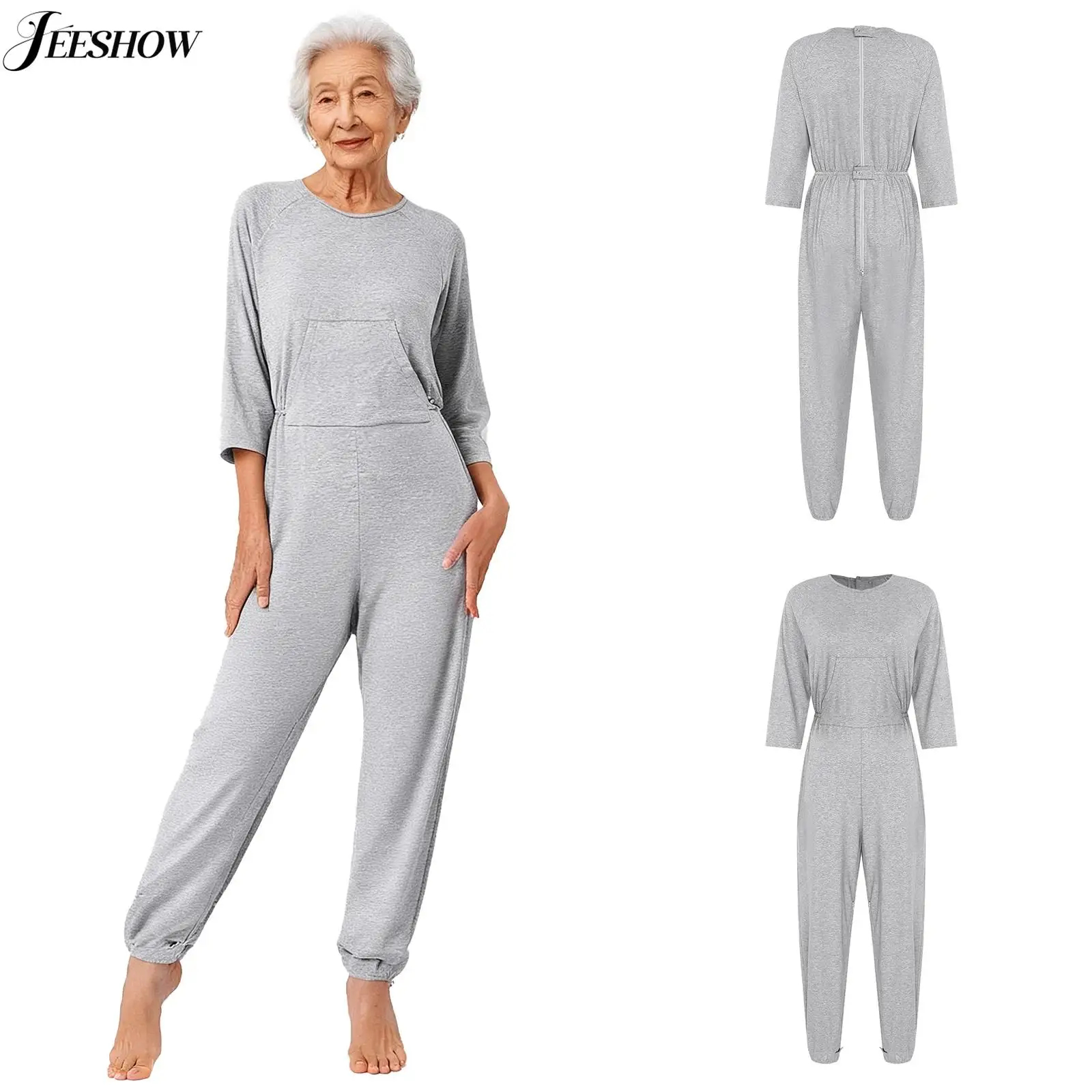 

Женский комбинезон для женщин с недержанием, с двойной молнией на спине и ногах, с длинными рукавами, для особо чувствительных участников сообщества.