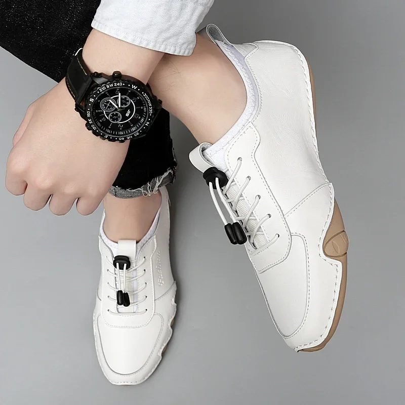 Men Outdoor Style Non-slip Casual Shoes Leather Fashion Designer Quality Business Casual Shoes Man Flats Walk Sneakers Footwear