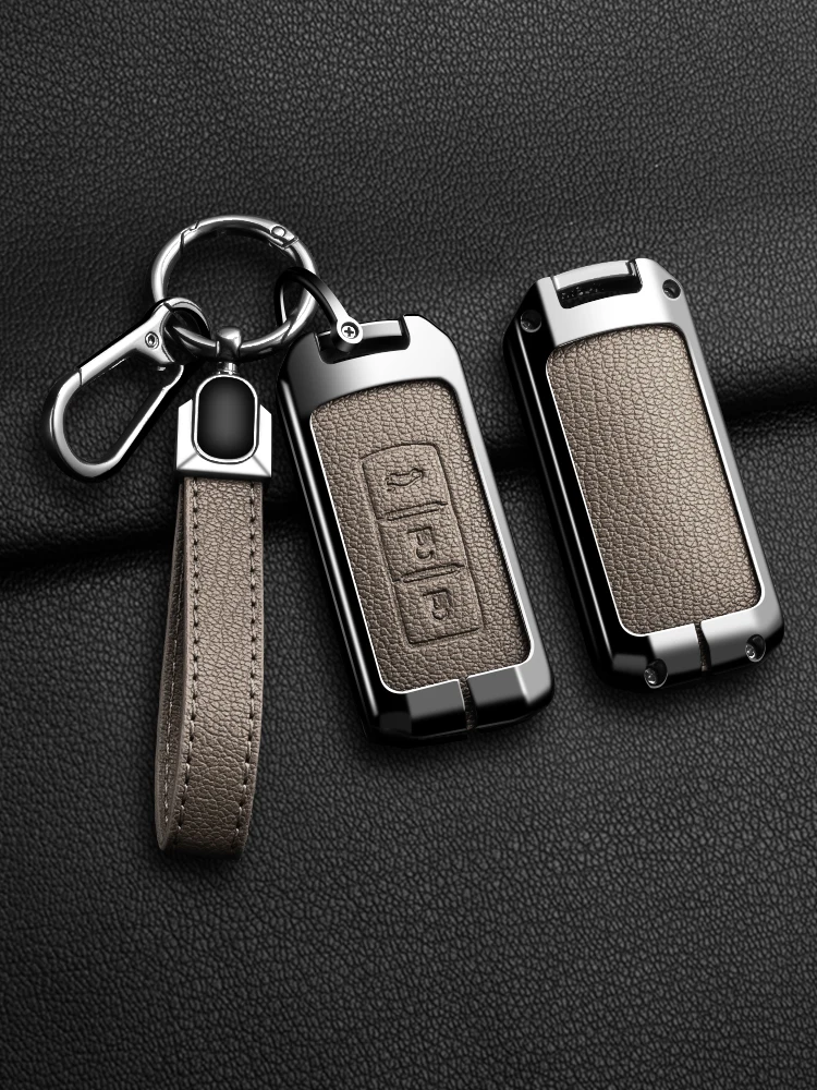 Car Key Case Cover for Mitsubishi Outlander ASX Fortis Lancer Pajero Sport Eclipse Cross 2 3 Button Alloy Leather Accessories