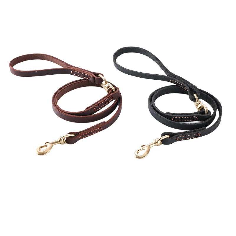 

Real Leather Dog leash Genuine Leather leash for a dog training German Shepherd Dog Lead Large Dog Traction Rope Copper hook