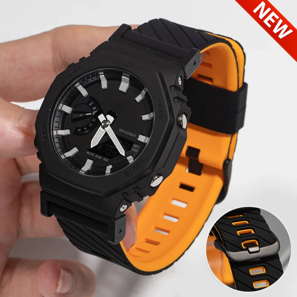Silikonarmband für Casioak-Uhr GA-2100 GA-110/100/120 GLX-5600 Sport Zweifarbiges Armband für DW5600 GWX-56 Armbandzubehör