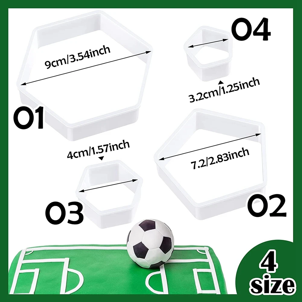 BAAG-Football Pattern Cookie Cutters Football Cake Fondant Hexagon Cutter For Kitchen DIY Cake Decorating Tools