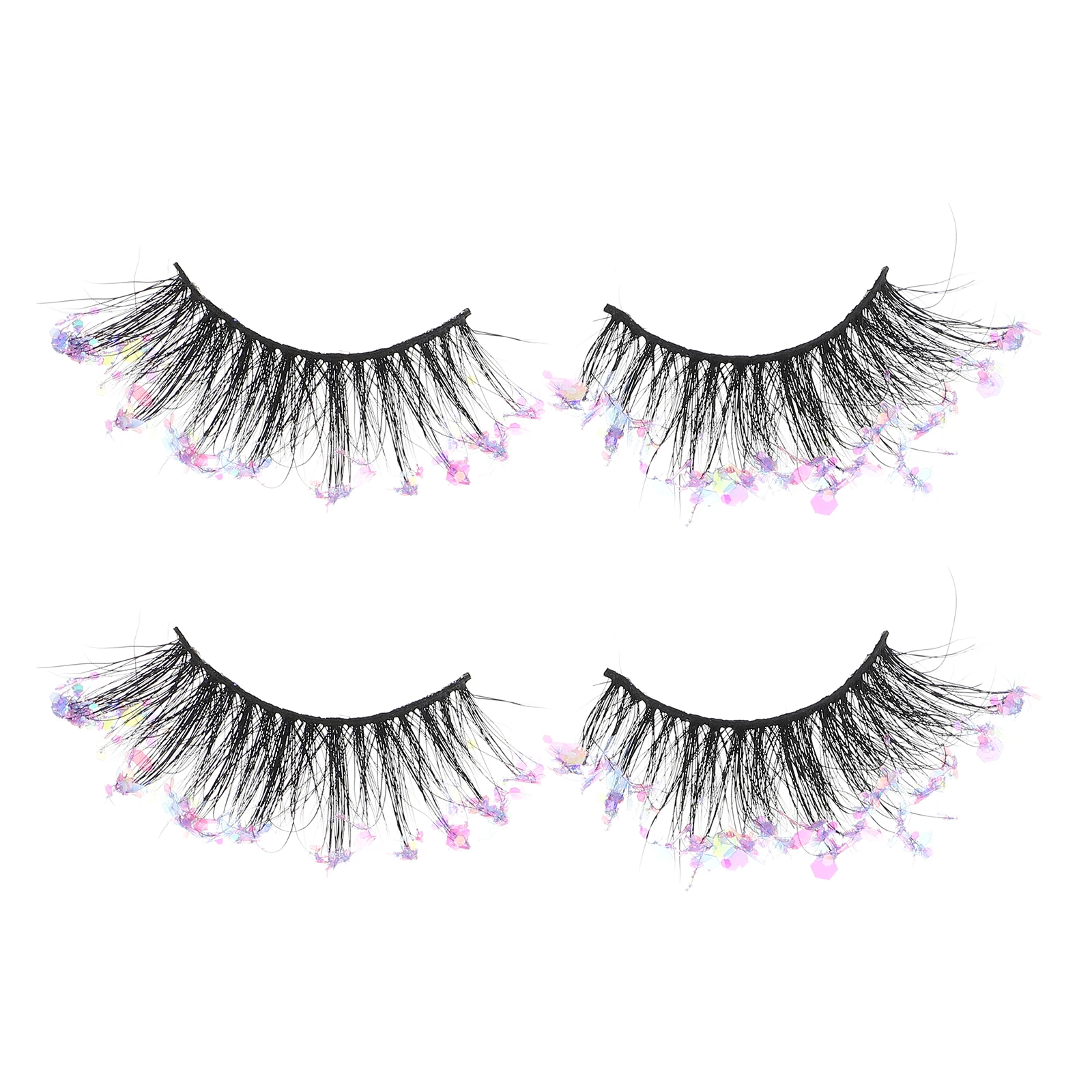 

2 Pairs Fake Eyelashes Bulk European and American Extension Glitter Chemical Fiber False Eyelashess Faux
