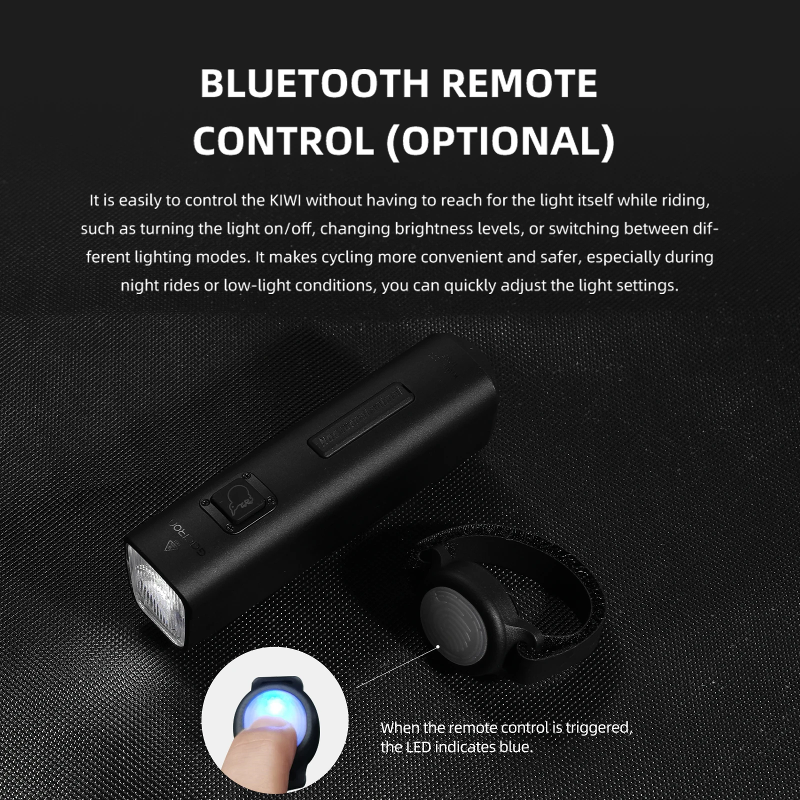 Gaciron KIWI 1200lm Anti-Glare Bicycle Front Light Optional Bluetooth Remote Control C-C Rechargeable IPX6 Waterproof Bike Light