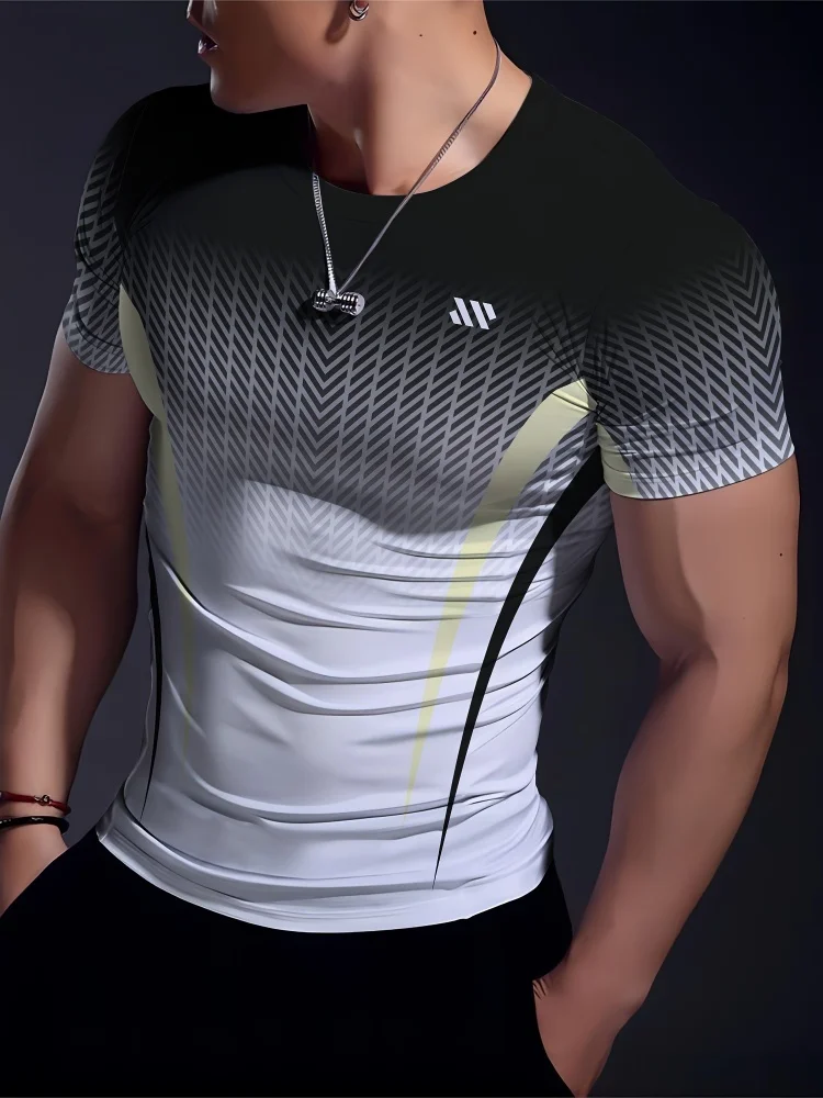 

2025 Fitness Workout Men's Training T-shirt Summer Outdoor Loose And Comfortable T-shirt 3D Printed Men's Fashion Short Sleeve