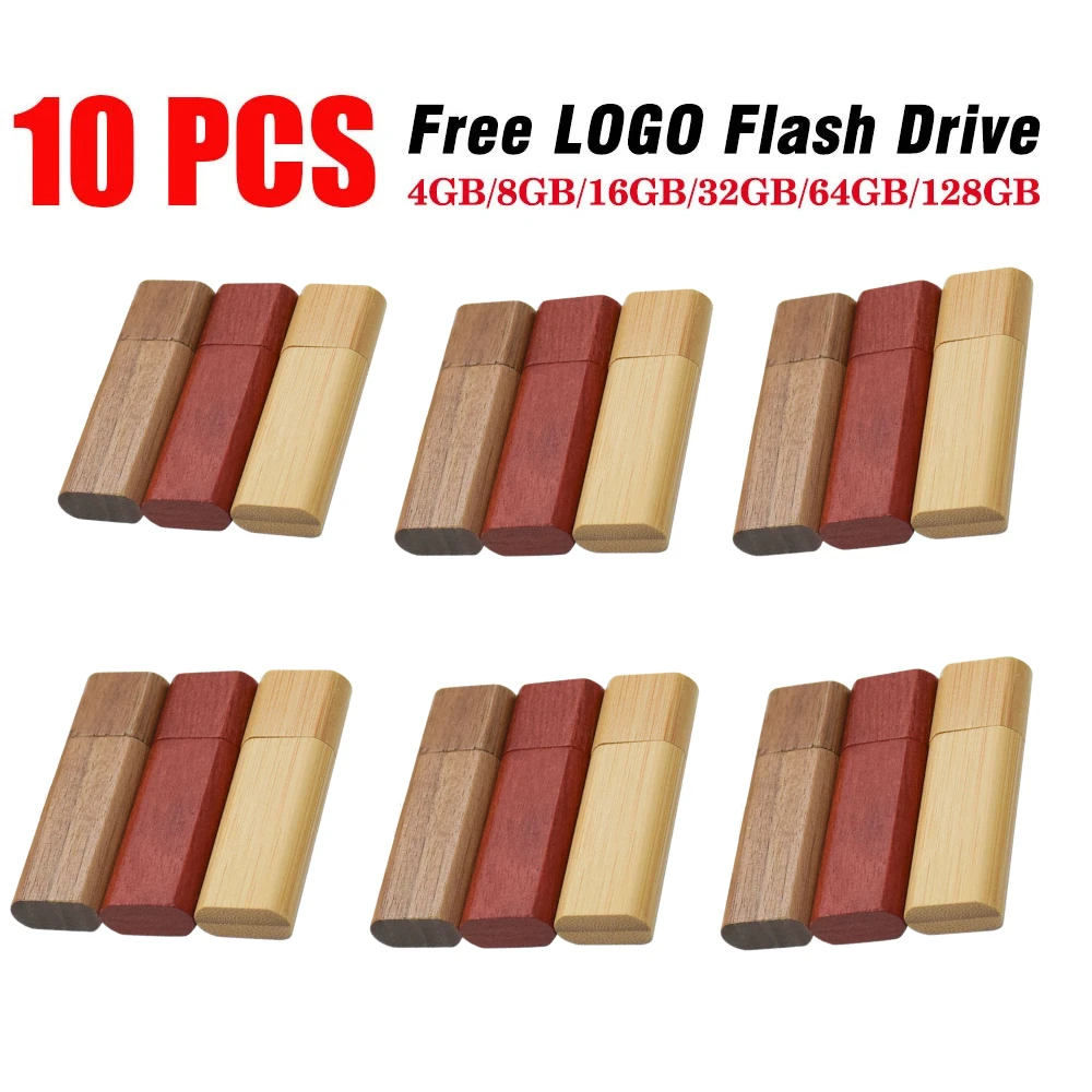 10PCS per lot Free Logo Wooden USB 2.0 wood usb flash drive pendrive 4GB 8GB 16GB 32GB 64GB memory stick wholesale for wedding