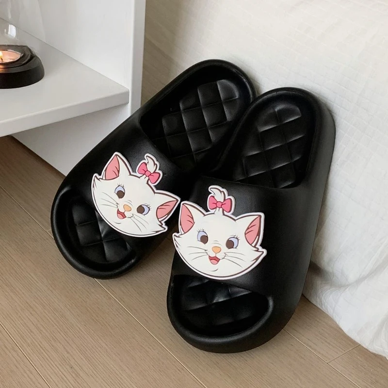 Cute Disney Marie Cat Girls' Summer Home Anti-slip Wear-Resistant, Soft and Comfortable, Fashionable Cartoon One-line Sandals