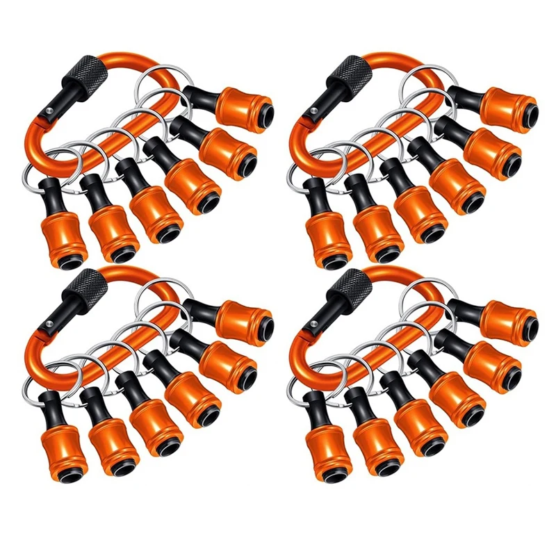 24Pcs 1/4In Bit Holder Carabiner Hex Shank Screwdriver Release Bits Holder Hand Held Extension Bar,Quick-Change Design